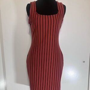Iris Red and Black Striped Mini Dress